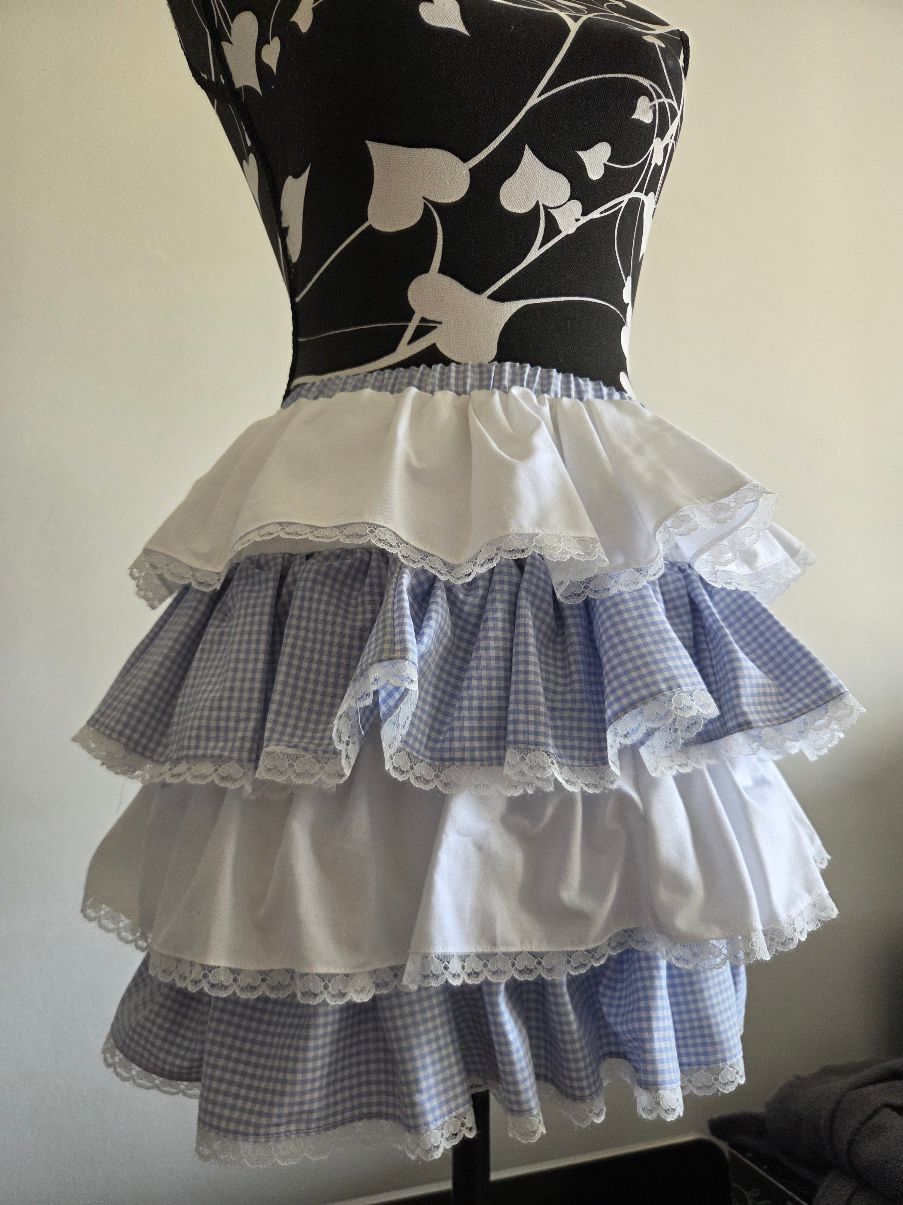Falda de Volantes Por Capas Azul Claro y Blanco
